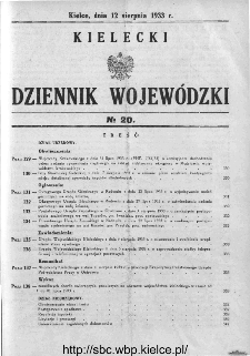 Kielecki Dziennik Wojew&oacute;dzki 1933, nr 20