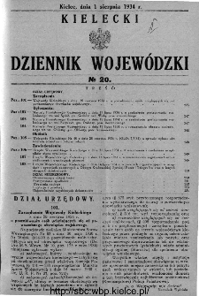 Kielecki Dziennik Wojew&oacute;dzki 1934, nr 20