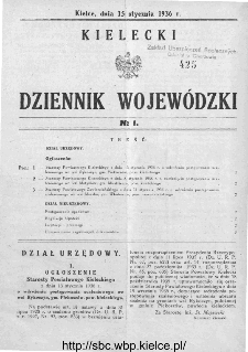 Kielecki Dziennik Wojew&oacute;dzki 1936, nr 1