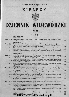 Kielecki Dziennik Wojewódzki 1937, nr 15