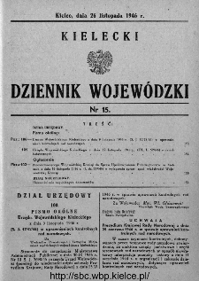 Kielecki Dziennik Wojew&oacute;dzki 1946, nr 15