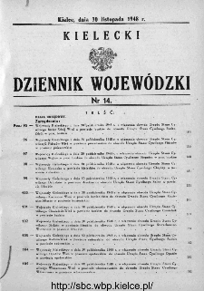 Kielecki Dziennik Wojew&oacute;dzki 1948, nr 14
