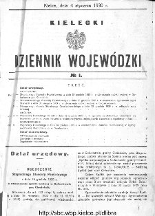 Kielecki Dziennik Wojew&oacute;dzki 1930, nr 1