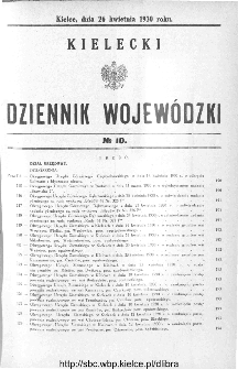 Kielecki Dziennik Wojew&oacute;dzki 1930, nr 10