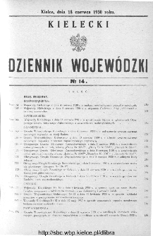 Kielecki Dziennik Wojew&oacute;dzki 1930, nr 14