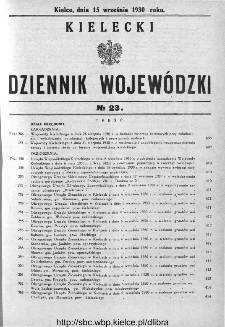 Kielecki Dziennik Wojew&oacute;dzki 1930, nr 23