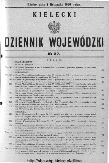 Kielecki Dziennik Wojew&oacute;dzki 1930, nr 27