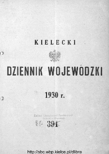 Skorowidz alfabetyczny do Kieleckiego Dziennika Wojew&oacute;dzkiego, rok 1930, nr 1-31