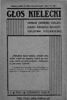 Głos Kielecki : organ Okręgu Kieleckiego Związku Nauczycielstwa Polskiego : bezpłatny dodatek do "Głosu Nauczycielskiego" 1935, R. 1, nr 5
