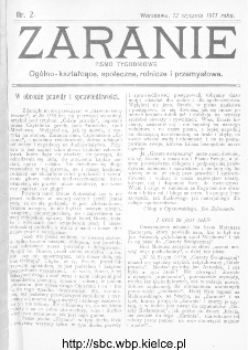 Zaranie : pismo tygodniowe og&oacute;lno-kształcące, społeczne, rolnicze i przemysłowe 1911, nr 2