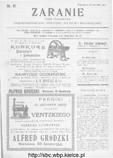 Zaranie : pismo tygodniowe og&oacute;lno-kształcące, społeczne, rolnicze i przemysłowe 1911, nr 39