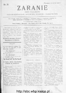 Zaranie : pismo tygodniowe og&oacute;lno-kształcące, społeczne, rolnicze i przemysłowe 1912, nr 24