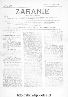Zaranie : pismo tygodniowe og&oacute;lno-kształcące, społeczne, rolnicze i przemysłowe 1912, nr 30