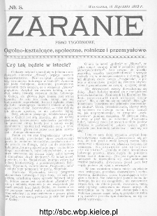 Zaranie : pismo tygodniowe og&oacute;lno-kształcące, społeczne, rolnicze i przemysłowe 1913, nr 3