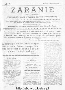 Zaranie : pismo tygodniowe og&oacute;lno-kształcące, społeczne, rolnicze i przemysłowe 1913, nr 5