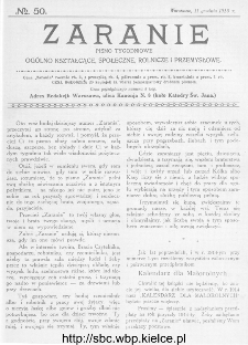 Zaranie : pismo tygodniowe og&oacute;lno-kształcące, społeczne, rolnicze i przemysłowe 1913, nr 50
