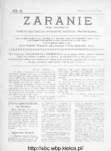 Zaranie : pismo tygodniowe og&oacute;lno-kształcące, społeczne, rolnicze i przemysłowe 1914, nr 8