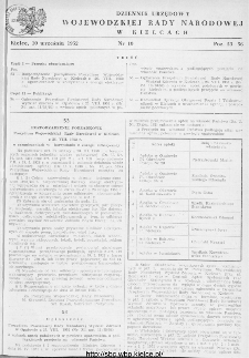 Dziennik Urzędowy Wojew&oacute;dzkiej Rady Narodowej w Kielcach 1952, nr 10