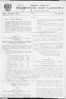 Dziennik Urzędowy Wojew&oacute;dzkiej Rady Narodowej w Kielcach 1953, nr 4