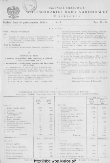 Dziennik Urzędowy Wojew&oacute;dzkiej Rady Narodowej w Kielcach 1959, nr 9