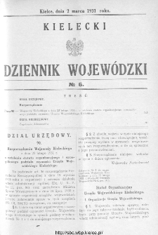 Kielecki Dziennik Wojew&oacute;dzki 1931, nr 6