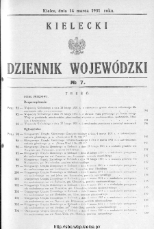 Kielecki Dziennik Wojew&oacute;dzki 1931, nr 7