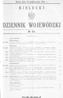 Kielecki Dziennik Wojew&oacute;dzki 1931, nr 22