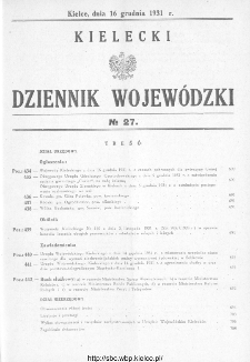 Kielecki Dziennik Wojew&oacute;dzki 1931, nr 27