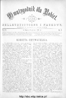 Dwutygodnik dla Kobiet : pismo beletrystyczne i naukowe, R.3, 1882, nr 7