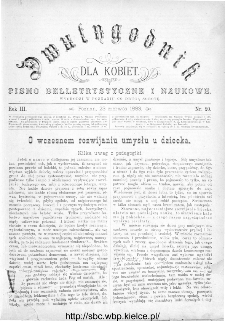 Dwutygodnik dla Kobiet : pismo beletrystyczne i naukowe, R.3, 1883, nr 20