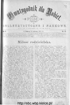 Dwutygodnik dla Kobiet : pismo beletrystyczne i naukowe, R.2, 1882, nr 15