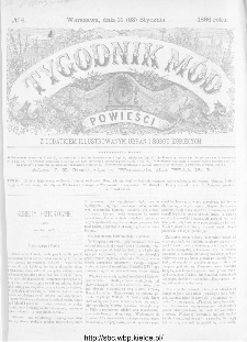 Tygodnik Mód i Powieści : z dodatkiem illustrowanym ubrań i robót kobiecych 1886, nr 4