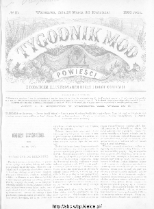 Tygodnik Mód i Powieści : z dodatkiem illustrowanym ubrań i robót kobiecych 1886, nr 15