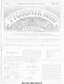 Tygodnik Mód i Powieści : z dodatkiem illustrowanym ubrań i robót kobiecych 1886, nr 23