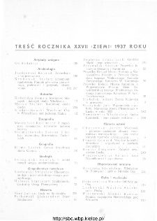 Ziemia : ilustrowany miesięcznik krajoznawczy 1937, R.XXVII, spis treści