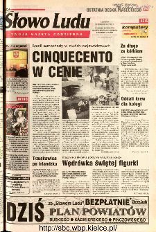 Słowo Ludu 2002 R.LIV, nr 230 (Ponidzie, Jędrzejów, Włoszczowa,Sandomierz, Staszów, Opatów)