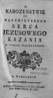 O nabożeństwie do nayswiętszego serca Jezusowego [...].