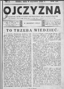 Ojczyzna : tygodnik oświatowo-społeczny dla wszystkich, 1929, nr 1