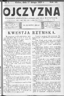 Ojczyzna : tygodnik oświatowo-społeczny dla wszystkich, 1929, nr 7