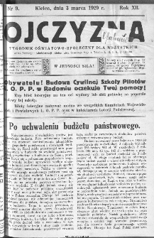 Ojczyzna : tygodnik oświatowo-społeczny dla wszystkich, 1929, nr 9