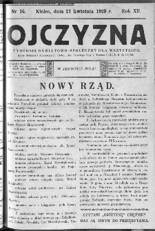 Ojczyzna : tygodnik oświatowo-społeczny dla wszystkich, 1929, nr 16