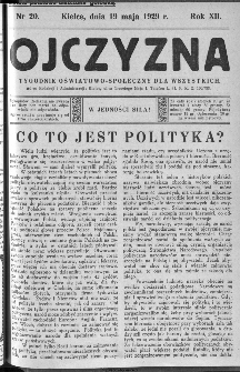 Ojczyzna : tygodnik oświatowo-społeczny dla wszystkich, 1929, nr 20