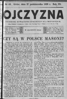 Ojczyzna : tygodnik oświatowo-społeczny dla wszystkich, 1929, nr 43
