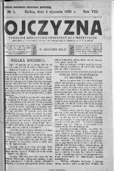 Ojczyzna : tygodnik oświatowo-społeczny dla wszystkich, 1925, nr 1