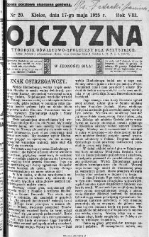 Ojczyzna : tygodnik oświatowo-społeczny dla wszystkich, 1925, nr 20