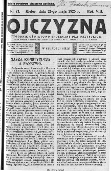 Ojczyzna : tygodnik oświatowo-społeczny dla wszystkich, 1925, nr 21