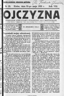 Ojczyzna : tygodnik oświatowo-społeczny dla wszystkich, 1925, nr 22