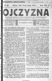 Ojczyzna : tygodnik oświatowo-społeczny dla wszystkich, 1925, nr 28
