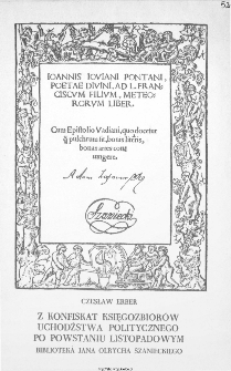 Z konfiskat księgozbiorów uchodźstwa politycznego po powstaniu listopadowym : biblioteka Jana Olrycha Szanieckiego