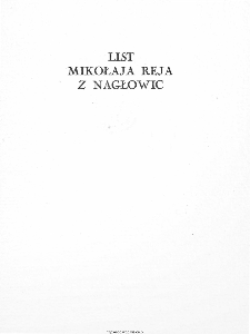 List Mikołaja Reja z Nagłowic